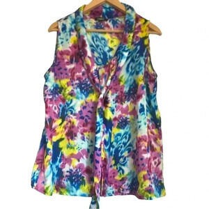 Elements bright  and colourful summer blouse with Tie in the front